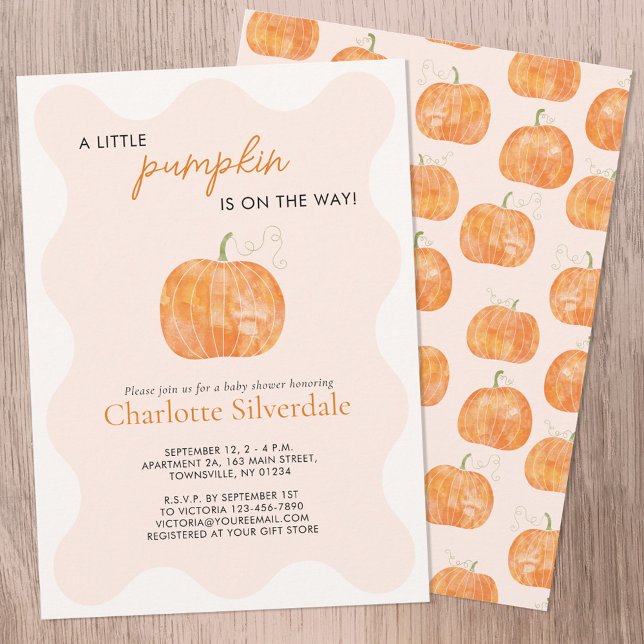 Invitation Baby shower Automne Petit Citrouille (A Little Pumpkin is on the Way autumn fall themed personalized baby shower invitation)