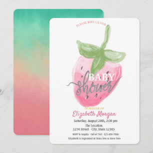 Invitation Baby Shower aux Aquarelles Fraîches de Fraise