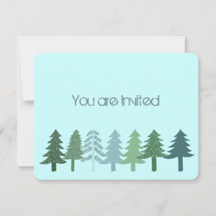 Invitation Baby shower aux arbres verts bleus