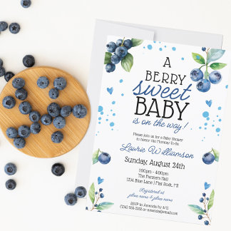 Invitation Baby Shower aux Bleuets Sucrés