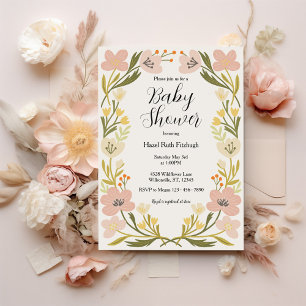 Invitation Baby shower aux fleurs pastel douces