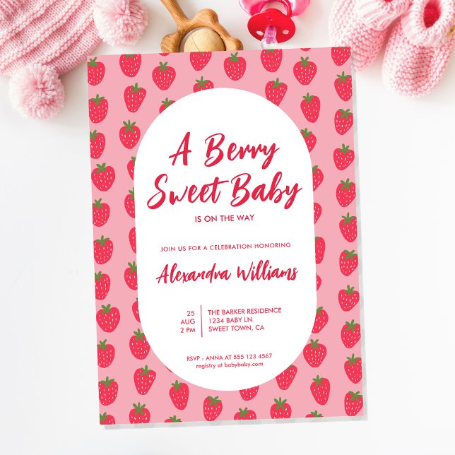 Invitation Baby shower aux fraises (Créateur téléchargé)