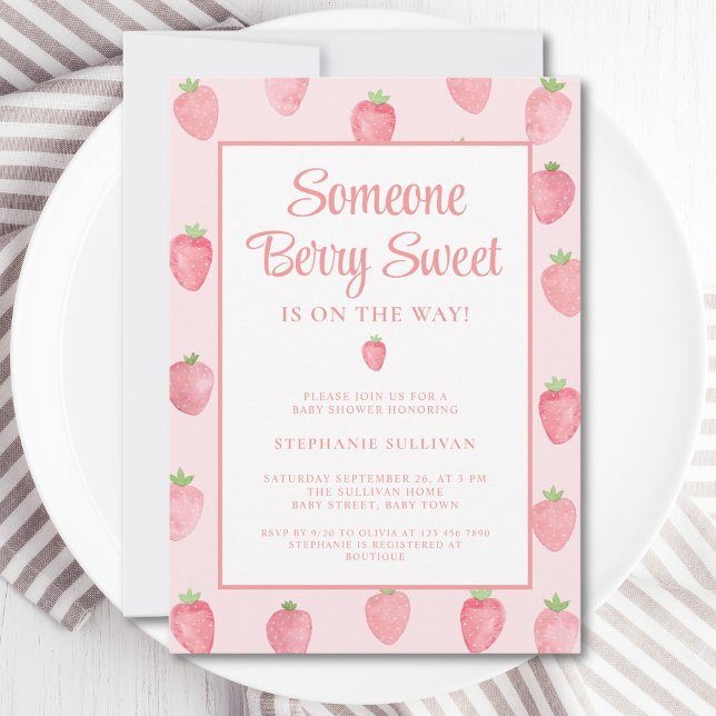 Invitation Baby shower aux fraises (Créateur téléchargé)