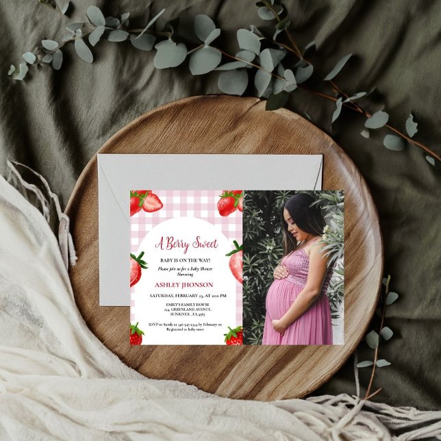 Invitation Baby shower aux fraises | Berry Sweet baby (Créateur téléchargé)