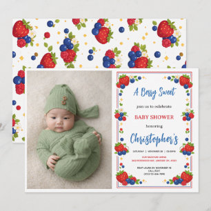Invitation Baby Shower aux Fraises Myrtille et Baies Douces