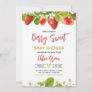Invitation Baby shower aux fraises verdoyantes