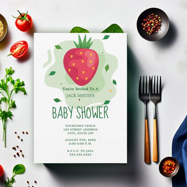 Invitation Baby shower aux fruits rouges à la fraise (Créateur téléchargé)