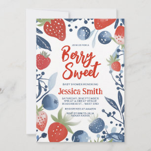 Invitation Baby Shower aux Fruits Rouges Bleuet