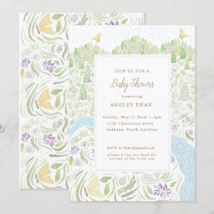 Invitation Baby shower aux papillons d'or