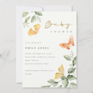 Invitation Baby shower aux papillons du Jardin mignon