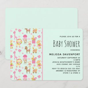 Invitation Baby Shower avec Animaux & Jouets Heure