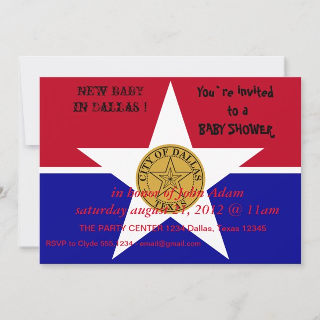 Invitation baby shower avec Dallas (Devant)