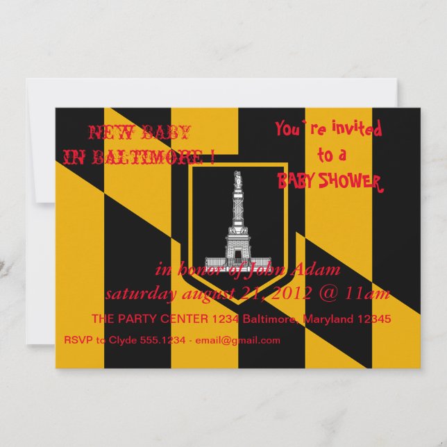 Invitation baby shower avec drapeau de Baltimore C (Devant)