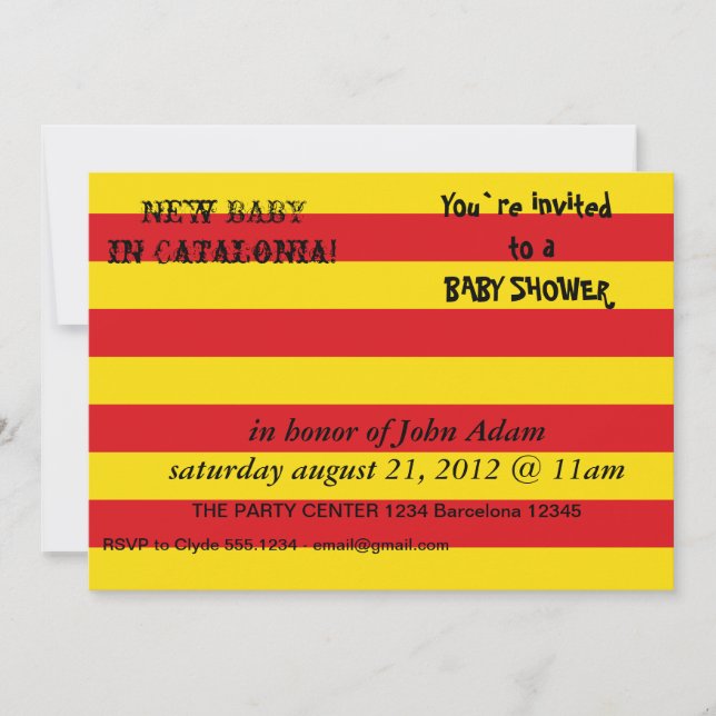 Invitation baby shower avec Drapeau de Catalogne (Devant)