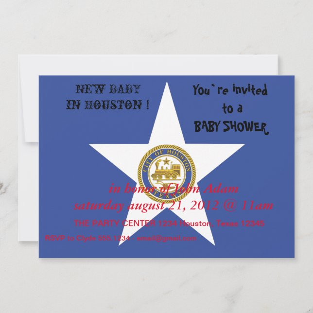 Invitation baby shower avec drapeau de Houston (Devant)