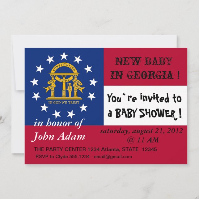 Invitation baby shower avec drapeau de la Géorgie (Devant)