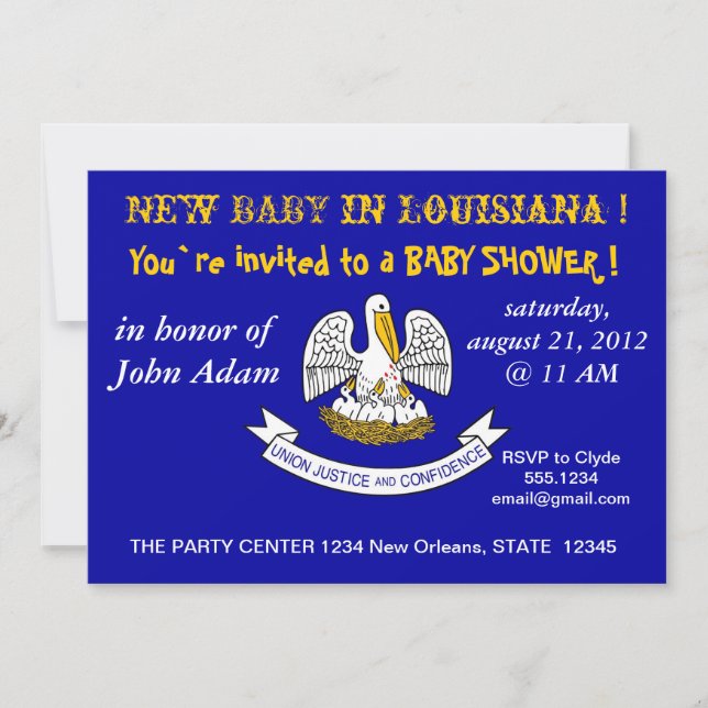 Invitation baby shower avec drapeau de la Louisian (Devant)