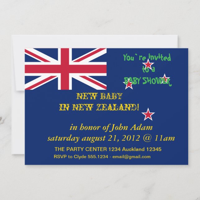 Invitation baby shower avec drapeau de la Nouvelle (Devant)