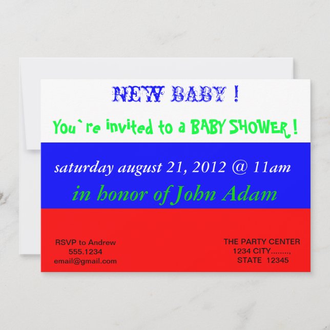 Invitation baby shower avec drapeau de la Russie (Devant)