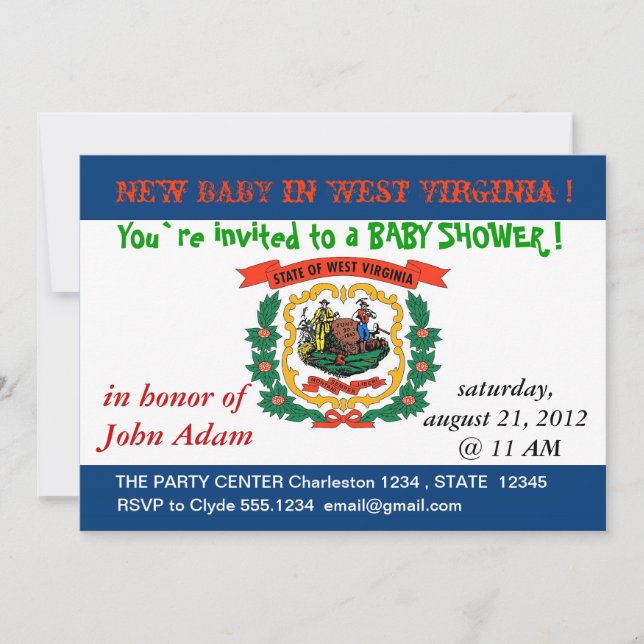 Invitation baby shower avec drapeau de la Virginie (Devant)