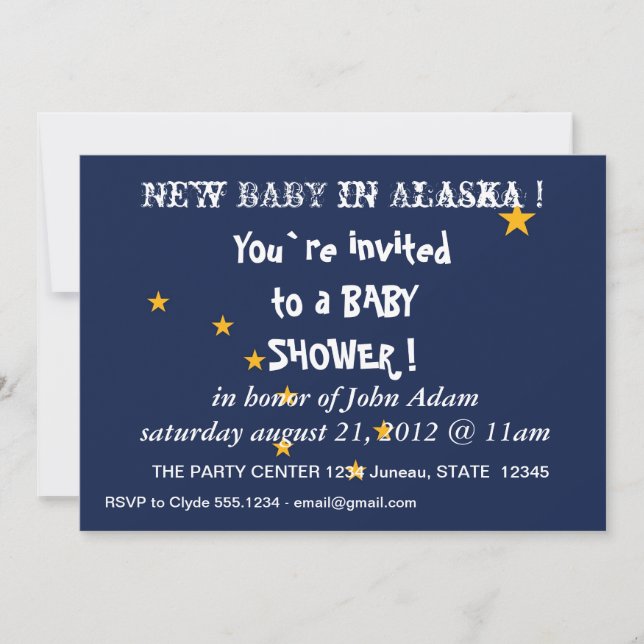 Invitation baby shower avec drapeau de l'Alaska, É (Devant)