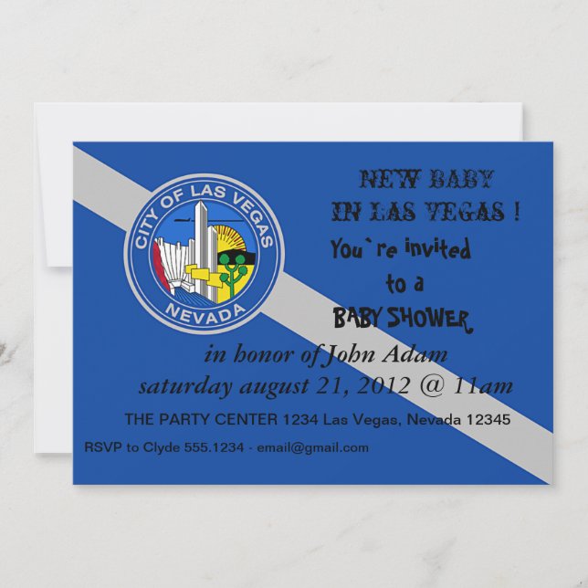 Invitation baby shower avec Drapeau de Las Vegas C (Devant)