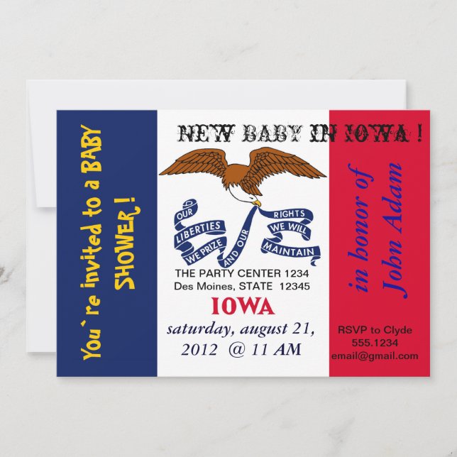 Invitation baby shower avec drapeau de l'Iowa (Devant)