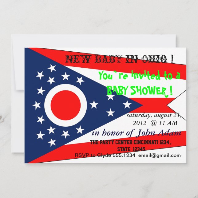 Invitation baby shower avec drapeau de l'Ohio (Devant)