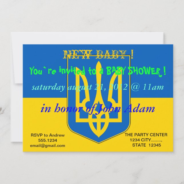 Invitation baby shower avec drapeau de l'Ukraine (Devant)
