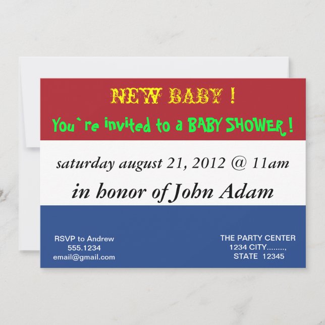Invitation baby shower avec drapeau de Pays-Bas (Devant)