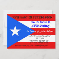 Invitation baby shower avec drapeau de Porto Rico