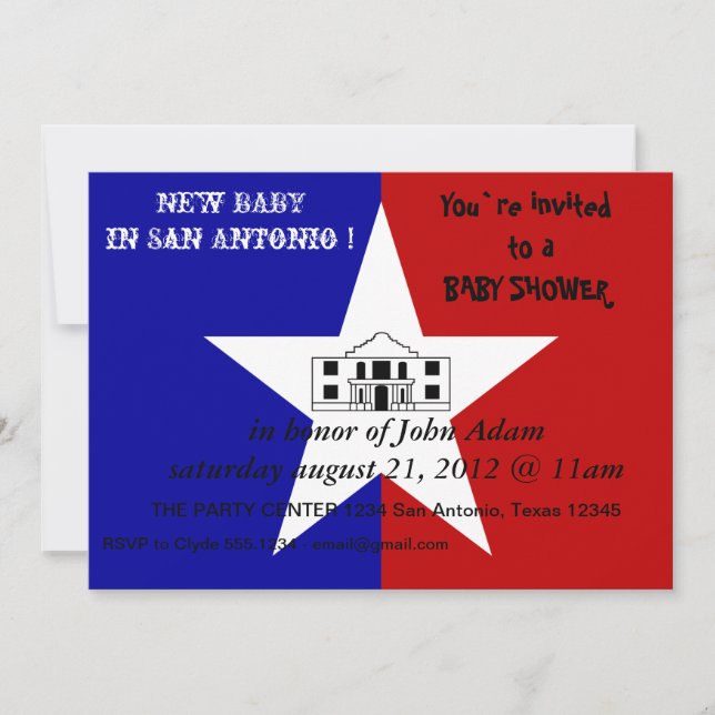 Invitation baby shower avec Drapeau de San Antonio (Devant)