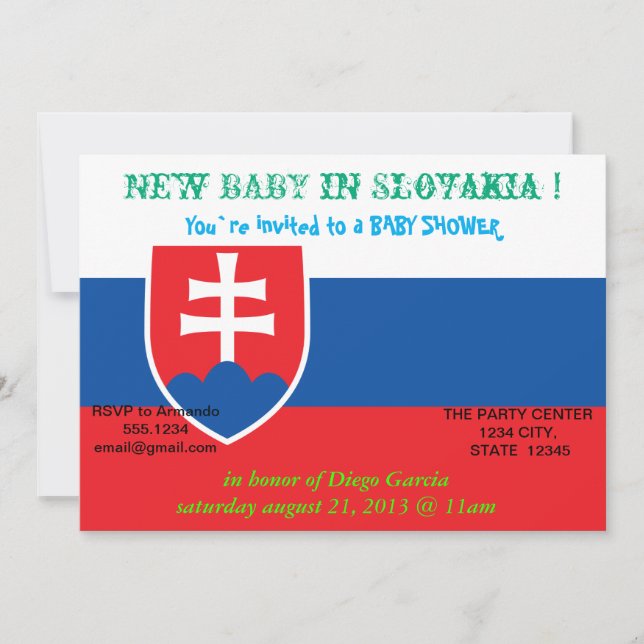 Invitation baby shower avec Drapeau de Slovaquie (Devant)