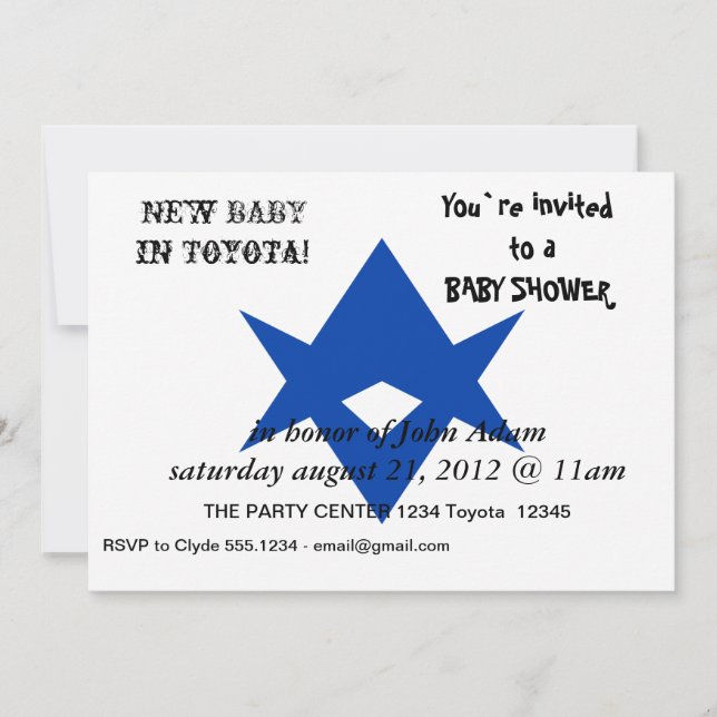 Invitation baby shower avec drapeau de Toyota City (Devant)
