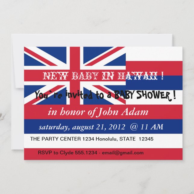 Invitation baby shower avec drapeau d'Hawaï (Devant)