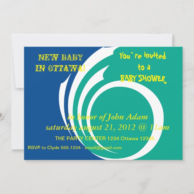Invitation baby shower avec drapeau d'Ottawa, Cana (Devant)