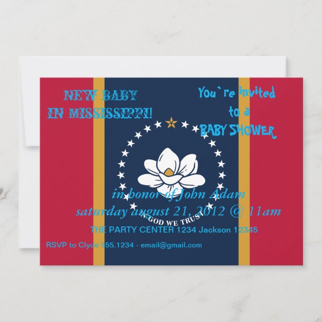 Invitation baby shower avec drapeau du Mississippi (Devant)