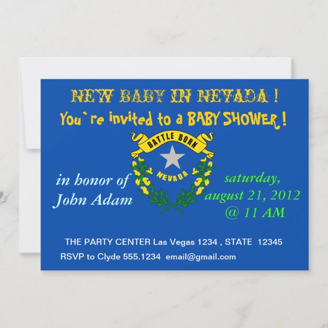 Invitation baby shower avec drapeau du Nevada (Devant)