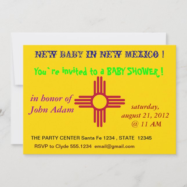 Invitation baby shower avec drapeau du Nouveau-Mex (Devant)