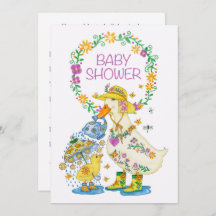 Invitation baby shower avec le canard et le poussi