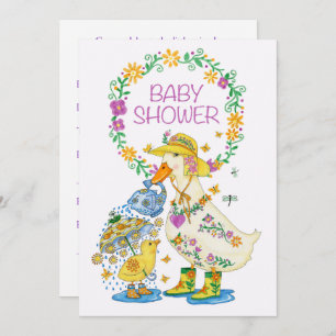 Invitation baby shower avec le canard et le poussi