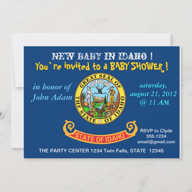 Invitation baby shower avec le drapeau de l'Idaho (Devant)