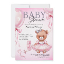 Invitation baby shower avec ours en peluche.