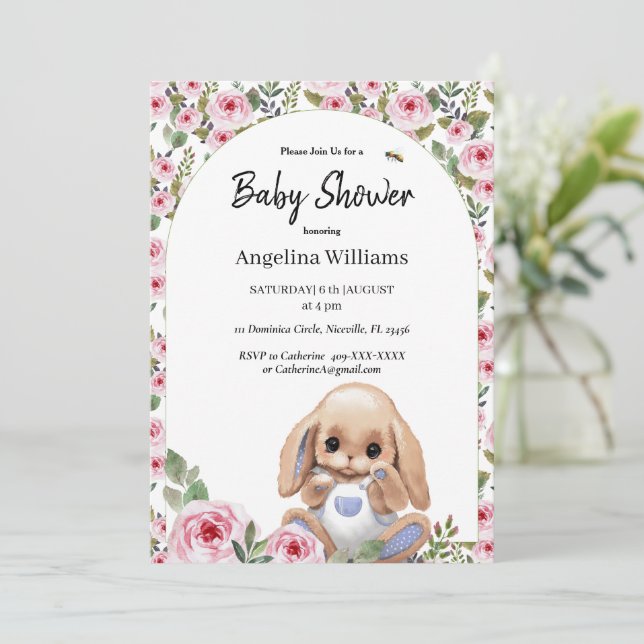 Invitation baby shower avec un design mignon (Debout devant)