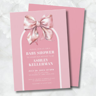 Invitation Baby shower avec un joli nœud rose
