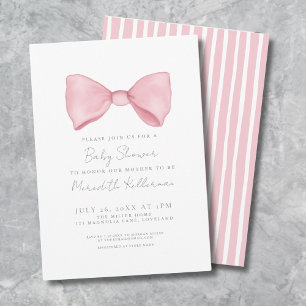 Invitation Baby Shower avec un Simple Nœud Rose