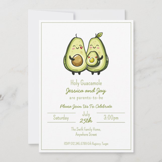 Invitation Baby shower Avocado (Devant)