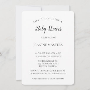 Invitation Baby shower B&W minimaliste personnalisé
