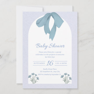 Invitation Baby shower Baby Blue Bow