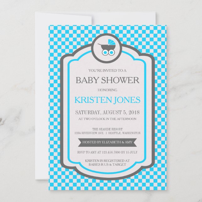 Invitation Baby shower Baby Blue Cradle (Devant)